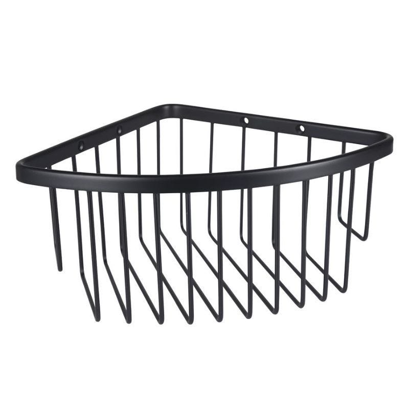 Eastbrook Wall Mounted 1 Tier Corner Basket 205mm - Matt Black - 52.243 - TAP 'N' SHOWER