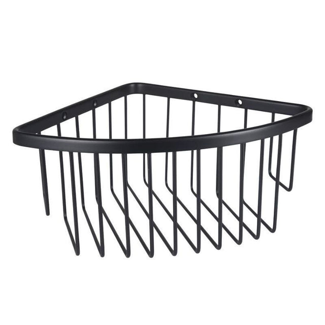Eastbrook Wall Mounted 1 Tier Corner Basket 205mm - Matt Black - 52.243 - TAP 'N' SHOWER