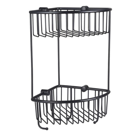 Eastbrook Wall Mounted 2 Tier Corner Basket 345mm - Matt Black - 52.241 - TAP 'N' SHOWER