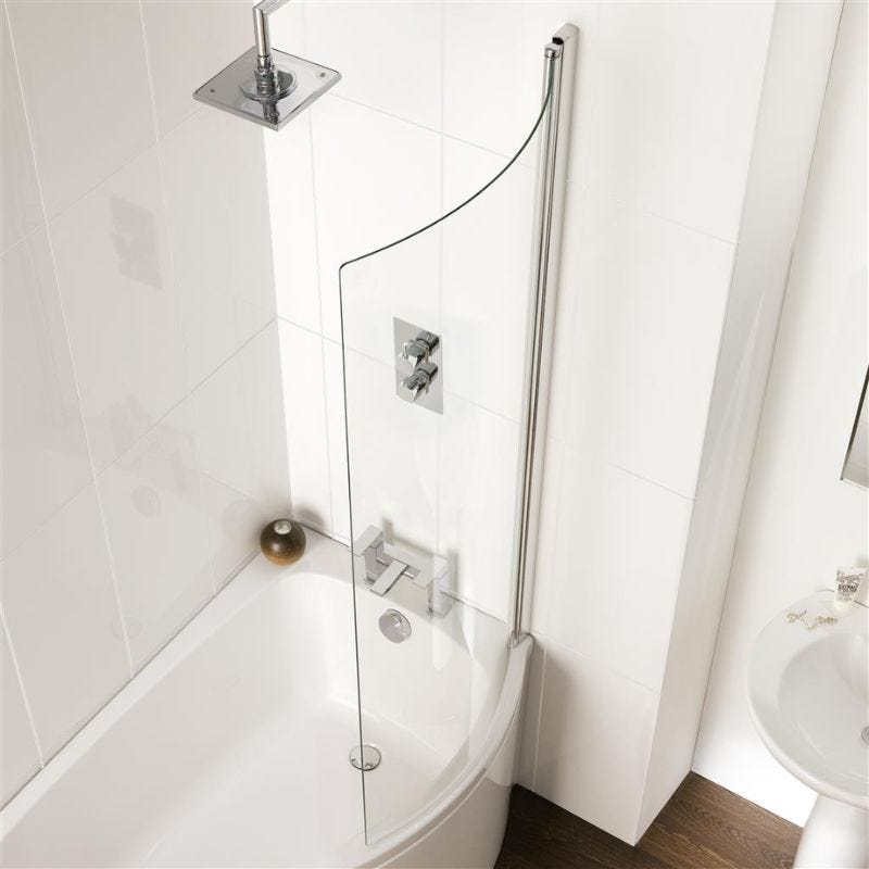 Eastbrook Silver Curved Shaped 6mm Shower Bath Screen 1500mm x 738mm - Chrome - 69.0140 - TAP 'N' SHOWER