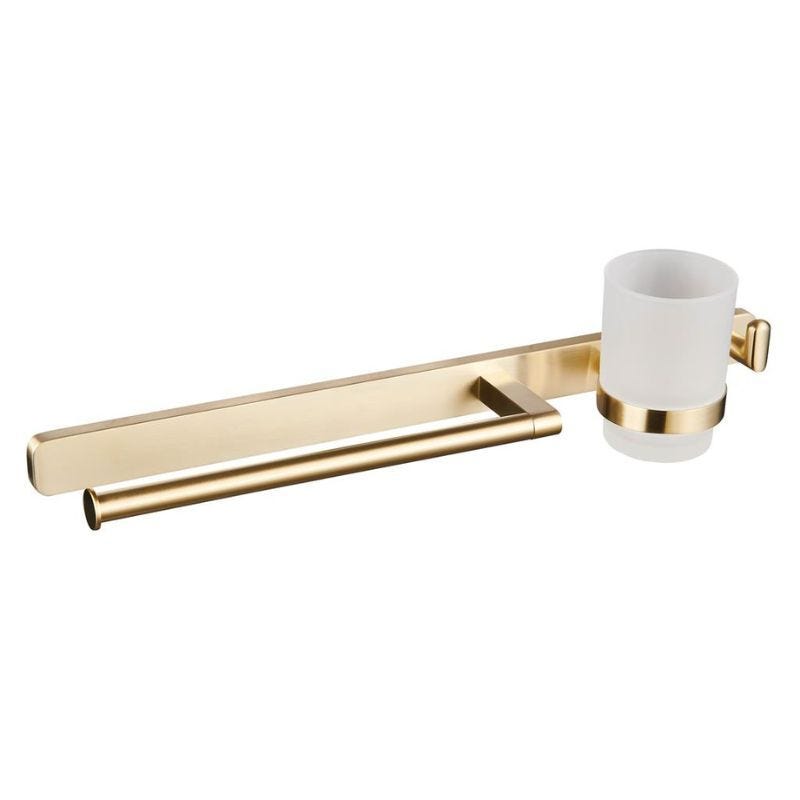 Eastbrook Asti Wall Mounted Towel Ring Hook and Tumbler Holder - Brushed Brass - 52.442 - TAP 'N' SHOWER