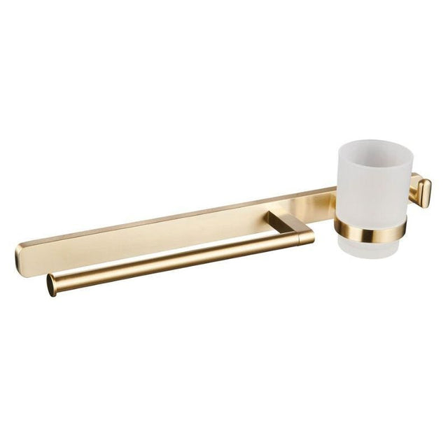 Eastbrook Asti Wall Mounted Towel Ring Hook and Tumbler Holder - Brushed Brass - 52.442 - TAP 'N' SHOWER