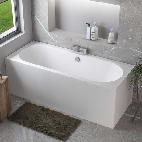Eastbrook Biscay 5mm Acrylic Straight Edge Double Ended Bath 1800mm x 800mm - Matt White - 42.0506 - TAP 'N' SHOWER