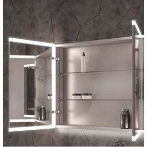 Eastbrook Cassio 2 Door Mirror Cabinet with LED Lights and Sensor 800mm x 700mm - 40.1024 - TAP 'N' SHOWER