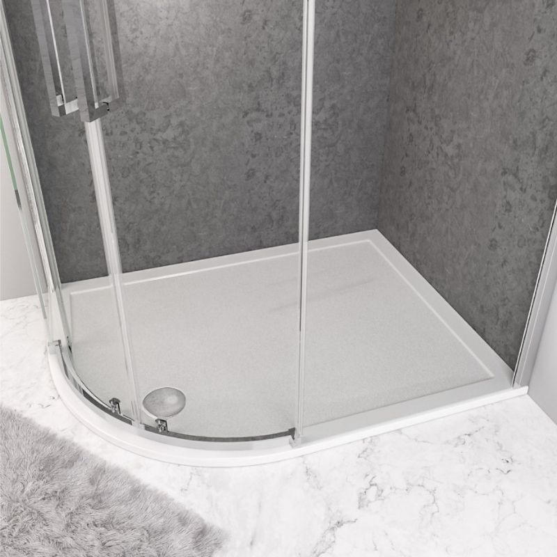 Eastbrook Corsair Left Hand Anti - Slip Offset Quadrant Shower Tray 1100mm x 800mm - White - 159.2301 - TAP 'N' SHOWER