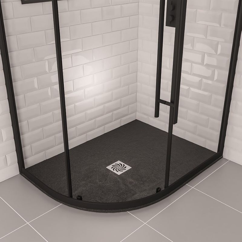 Eastbrook Crossland Left Hand Slate Effect Offset Quadrant Shower Tray 1200mm x 900mm - Black - 159.3064 - TAP 'N' SHOWER