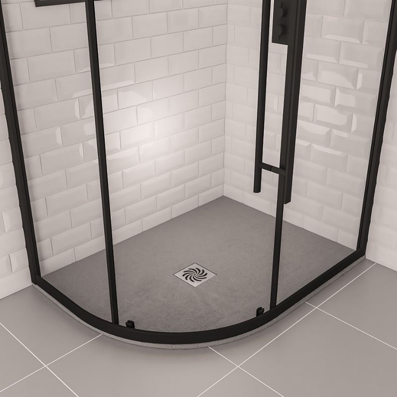 Eastbrook Crossland Left Hand Slate Effect Offset Quadrant Shower Tray 1200mm x 900mm - Grey - 159.3065 - TAP 'N' SHOWER