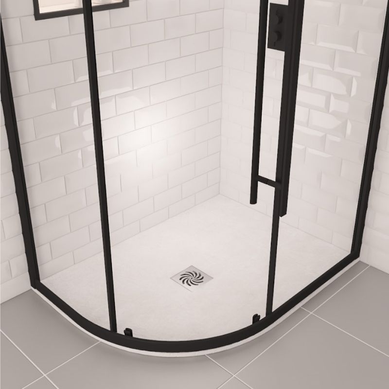 Eastbrook Crossland Left Hand Slate Effect Offset Quadrant Shower Tray 1200mm x 900mm - White - 159.3066 - TAP 'N' SHOWER