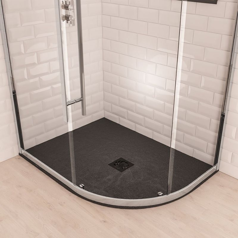 Eastbrook Crossland Right Hand Slate Effect Offset Quadrant Shower Tray 1200mm x 900mm - Black - 159.3067 - TAP 'N' SHOWER