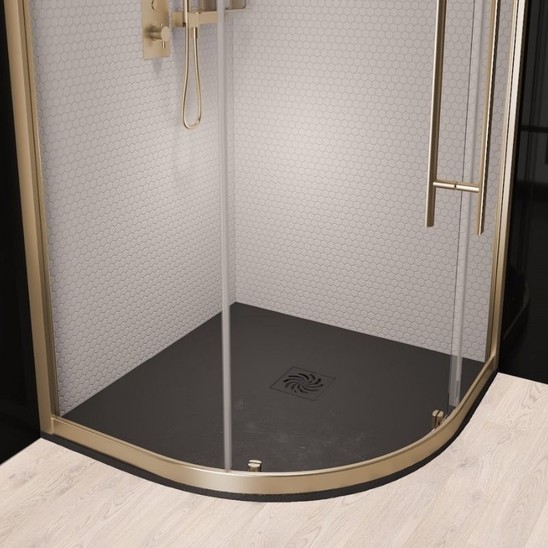 Eastbrook Crossland Slate Effect Quadrant Shower Tray 900mm x 900mm - Black - 159.3061 - TAP 'N' SHOWER