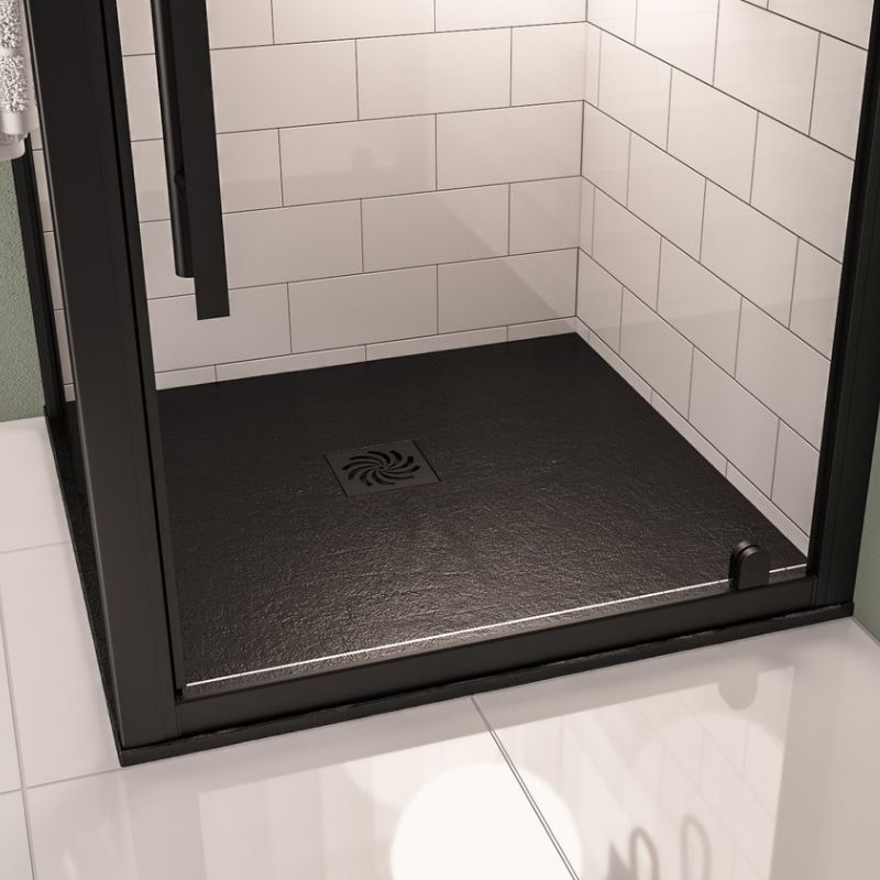 Eastbrook Crossland Slate Effect Square Shower Tray 800mm x 800mm - Black - 159.3001 - TAP 'N' SHOWER