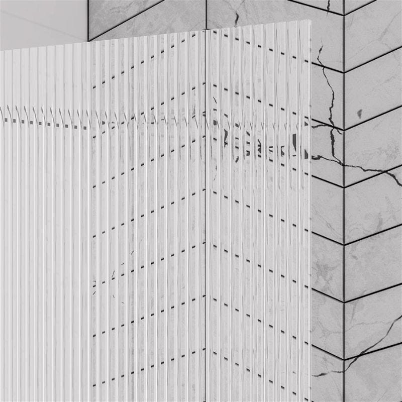 Eastbrook Fluted Glass 6mm Left Hand Straight Hinged Bath Screen 1400mm x 800mm - Brushed Brass - 49.5103 - TAP 'N' SHOWER