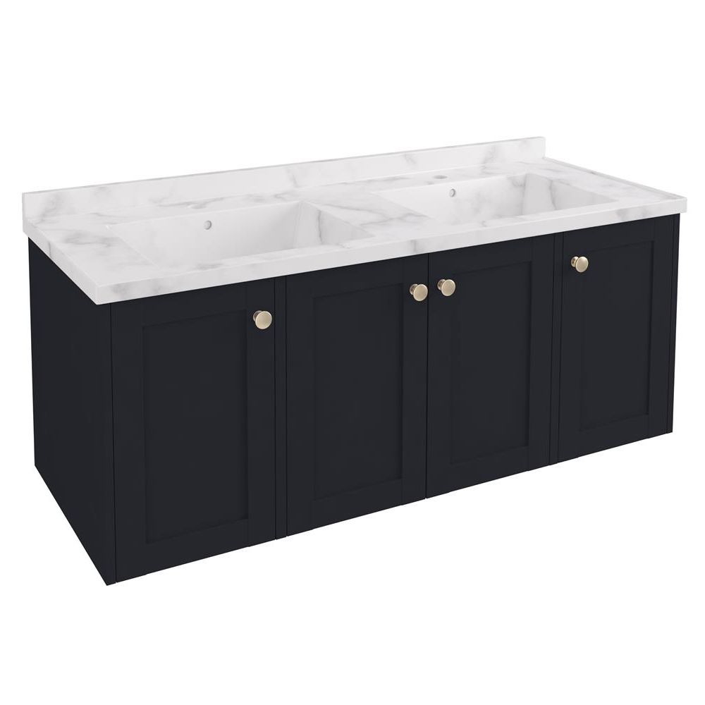 Eastbrook Hardwick Double Bowl Wall Hung 4 Door Vanity Unit 1200mm - Anthracite - 36.2065 - TAP 'N' SHOWER