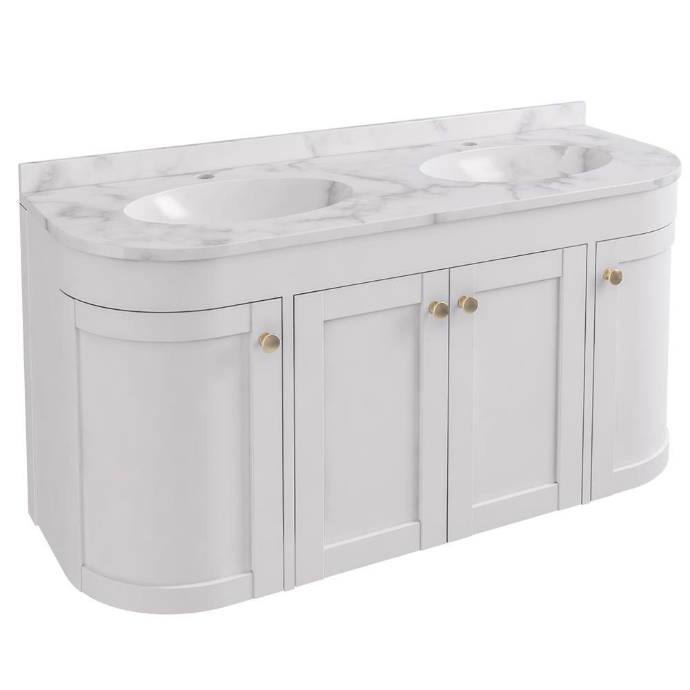 Eastbrook Hardwick Double Bowl Wall Hung Vanity Unit 1200mm - Matt White - 36.2022 - TAP 'N' SHOWER