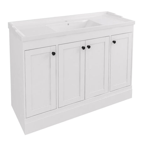 Eastbrook Hardwick Single Bowl Freestanding 4 Door Vanity Unit 1200mm - Matt White - 36.2045 - TAP 'N' SHOWER