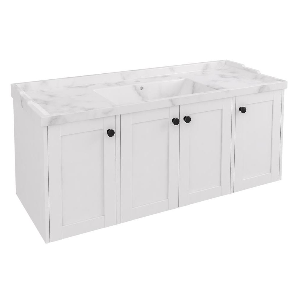 Eastbrook Hardwick Single Bowl Wall Hung 4 Door Vanity Unit 1200mm - Matt White - 36.2062 - TAP 'N' SHOWER