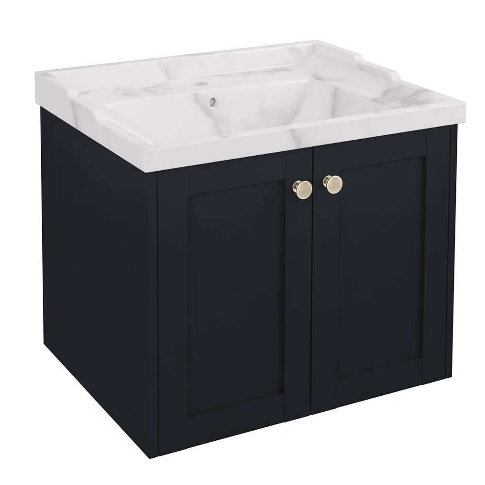 Eastbrook Hardwick Straight Wall Hung 2 Door Vanity Unit 600mm - Anthracite - 36.2058 - TAP 'N' SHOWER