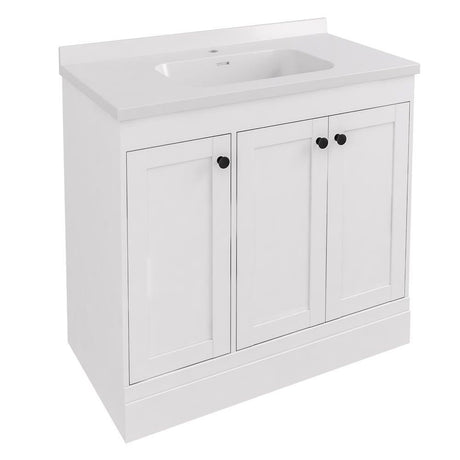Eastbrook Hardwick Straight Freestanding 3 Door Vanity Unit 900mm - Matt White - 36.2039 - TAP 'N' SHOWER