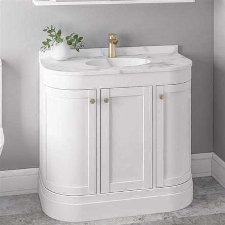 Eastbrook Hardwick Straight Single Bowl Freestanding 3 Door Vanity Unit 900mm - Matt White - 36.2066 - TAP 'N' SHOWER