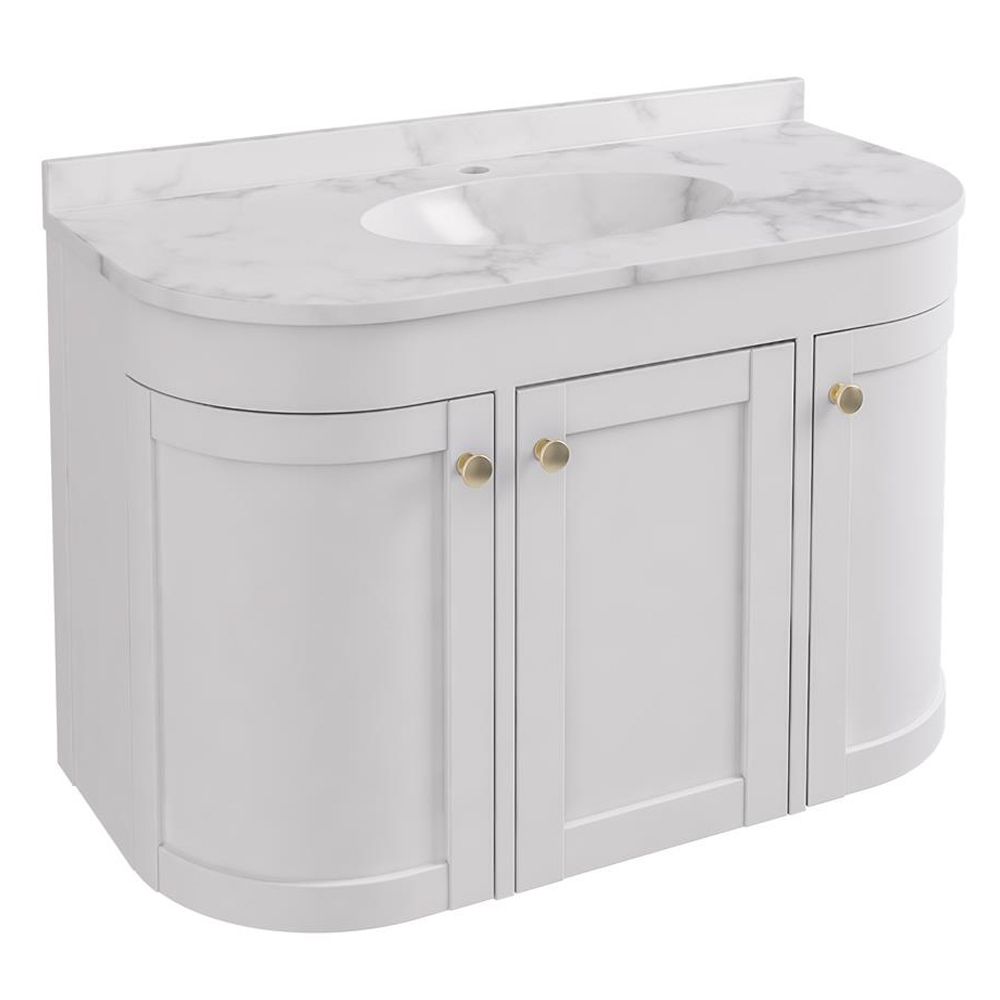 Eastbrook Hardwick Traditional 3 Door Wall Hung Basin Unit 900mm - Matt White - 36.2015 - TAP 'N' SHOWER