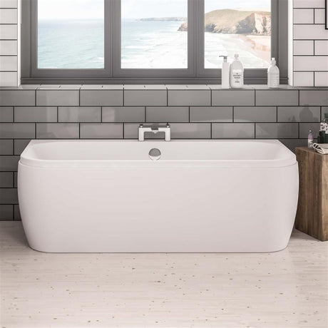 Eastbrook Malin 5mm Acrylic D Shaped Bath 1800mm x 800mm - White - 42.0243 - TAP 'N' SHOWER