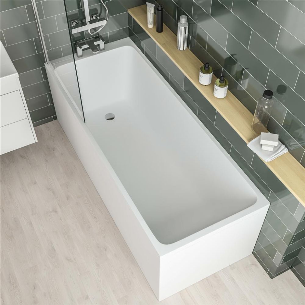 Eastbrook Malin 5mm Acrylic Single Ended Bath 1700mm x 700mm - Matt White - 42.0508 - TAP 'N' SHOWER