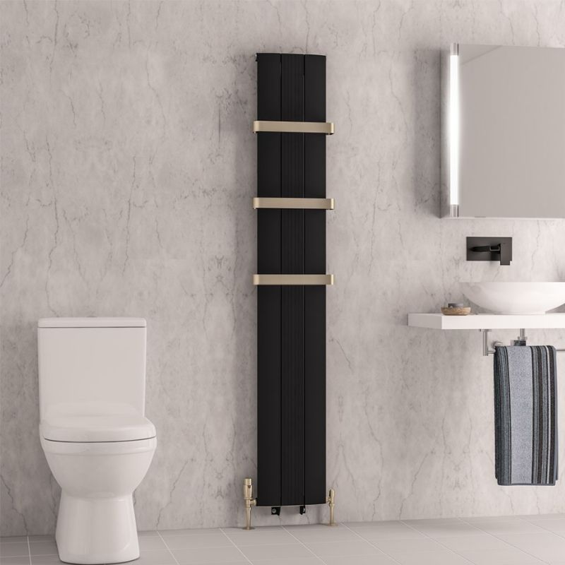 Eastbrook Trent Aluminium Vertical Radiator 1800mm x 280mm - Matt Black - 41.0484 - TAP 'N' SHOWER
