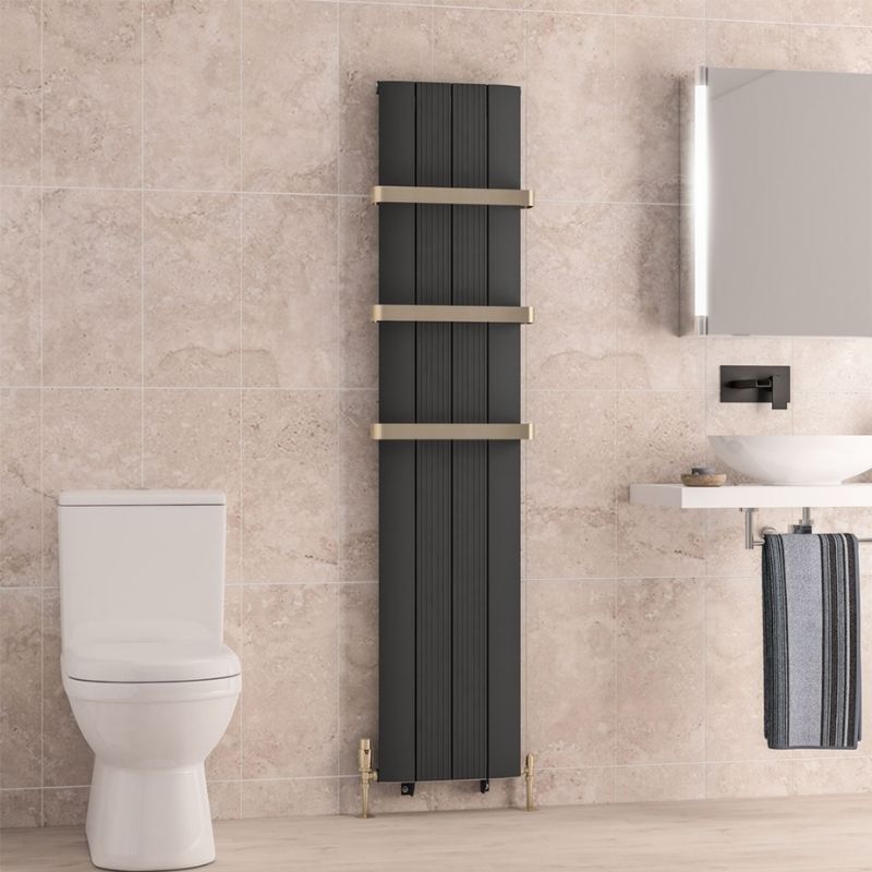 Eastbrook Trent Aluminium Vertical Radiator 1800mm x 375mm - Matt Anthracite - 41.0480 - TAP 'N' SHOWER