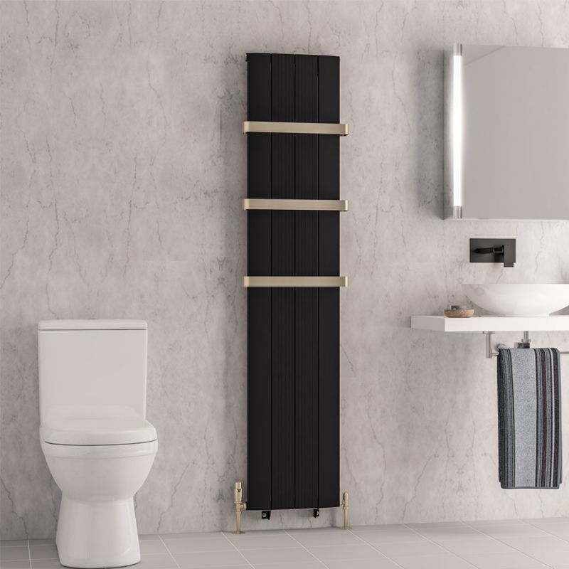 Eastbrook Trent Aluminium Vertical Radiator 1800mm x 375mm - Matt Black - 41.0485 - TAP 'N' SHOWER