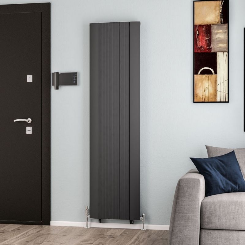 Eastbrook Trent Aluminium Vertical Radiator 1800mm x 470mm - Matt Anthracite - 41.0481 - TAP 'N' SHOWER