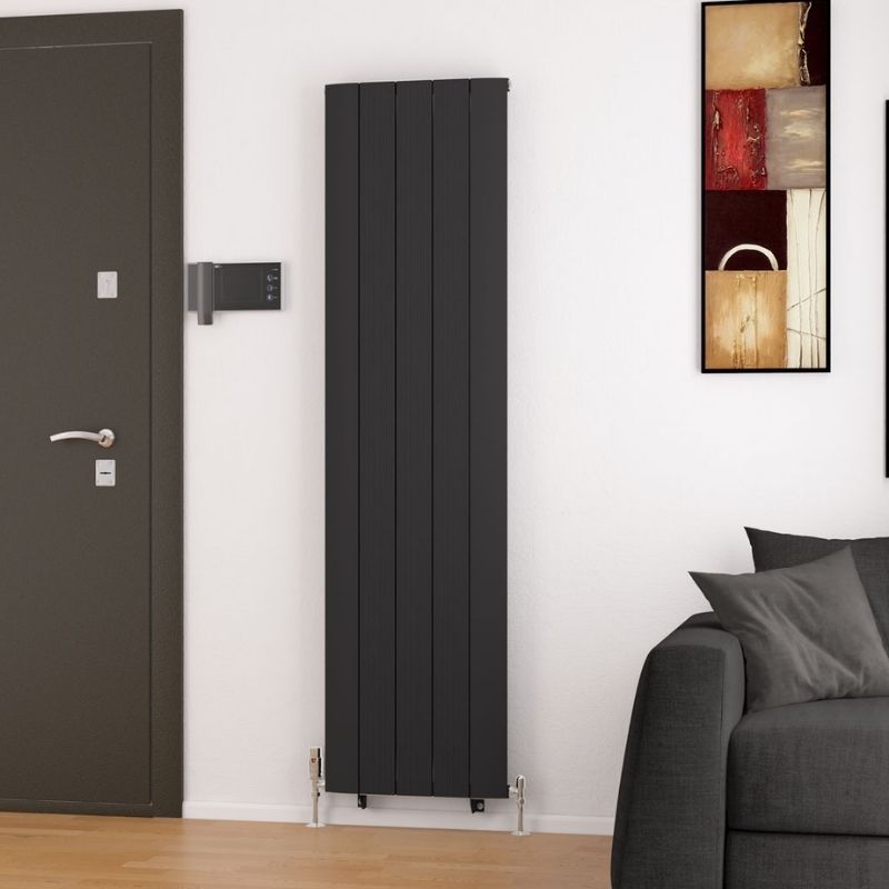 Eastbrook Trent Aluminium Vertical Radiator 1800mm x 470mm - Matt Black - 41.0486 - TAP 'N' SHOWER