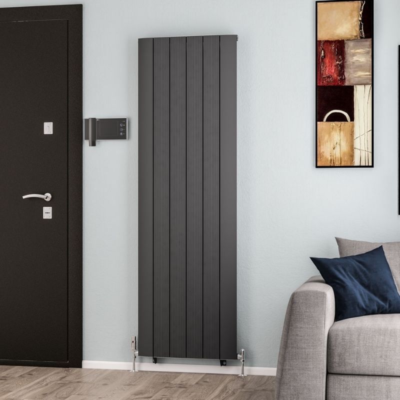 Eastbrook Trent Aluminium Vertical Radiator 1800mm x 565mm - Matt Anthracite - 41.0482 - TAP 'N' SHOWER