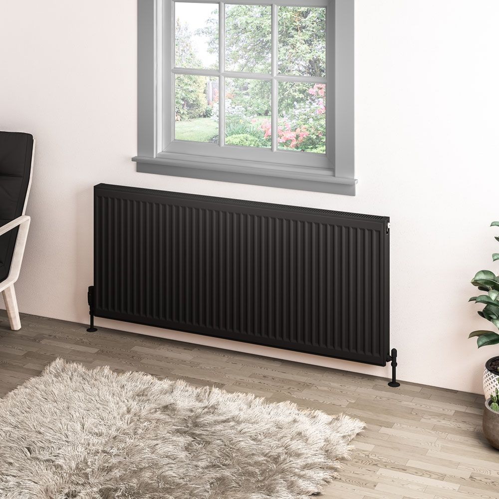 Eastbrook Type 11 Compact Panel Radiator 600mm x 1400mm - Matt Black - 25.0075 - TAP 'N' SHOWER
