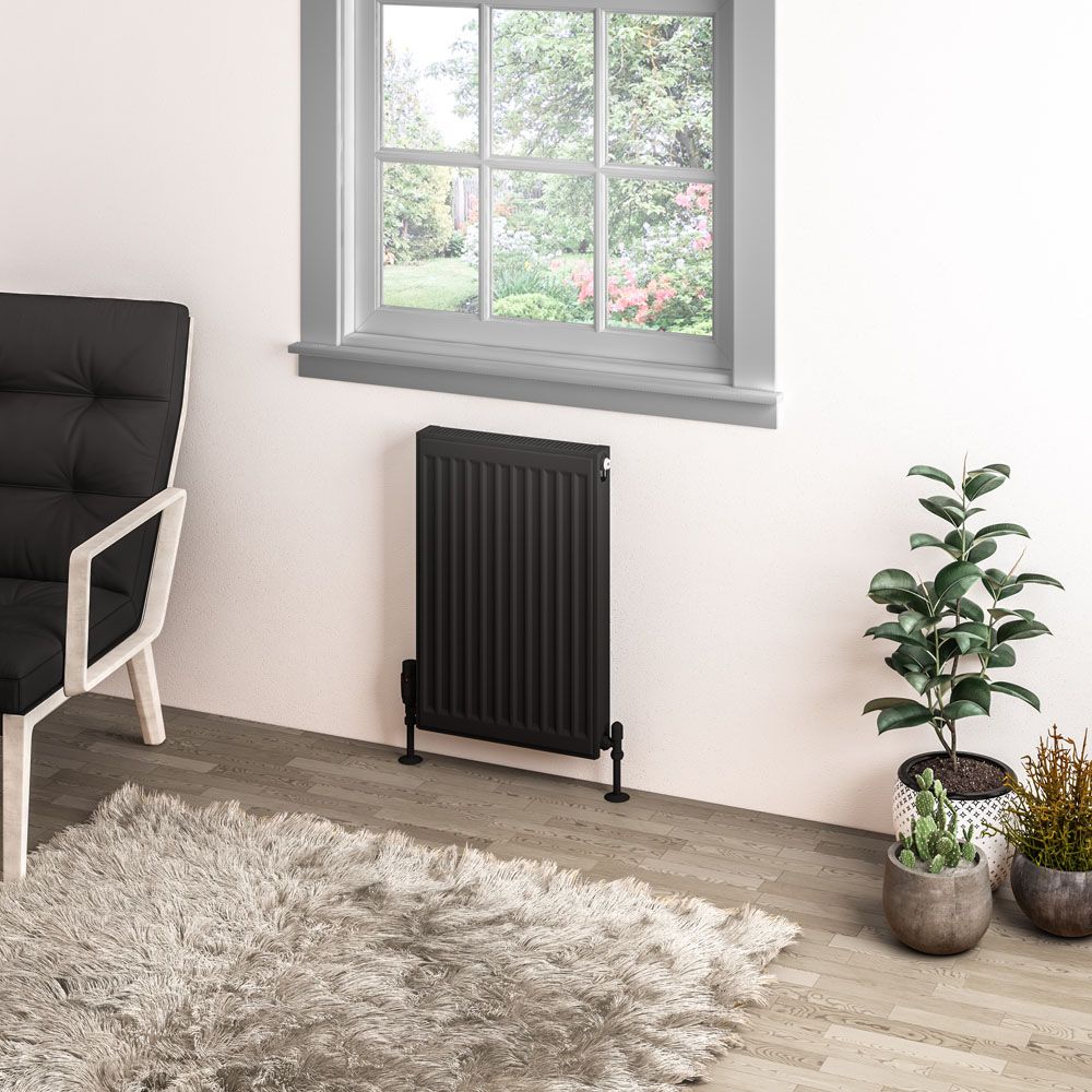 Eastbrook Type 11 Compact Panel Radiator 600mm x 400mm - Matt Black - 25.0070 - TAP 'N' SHOWER