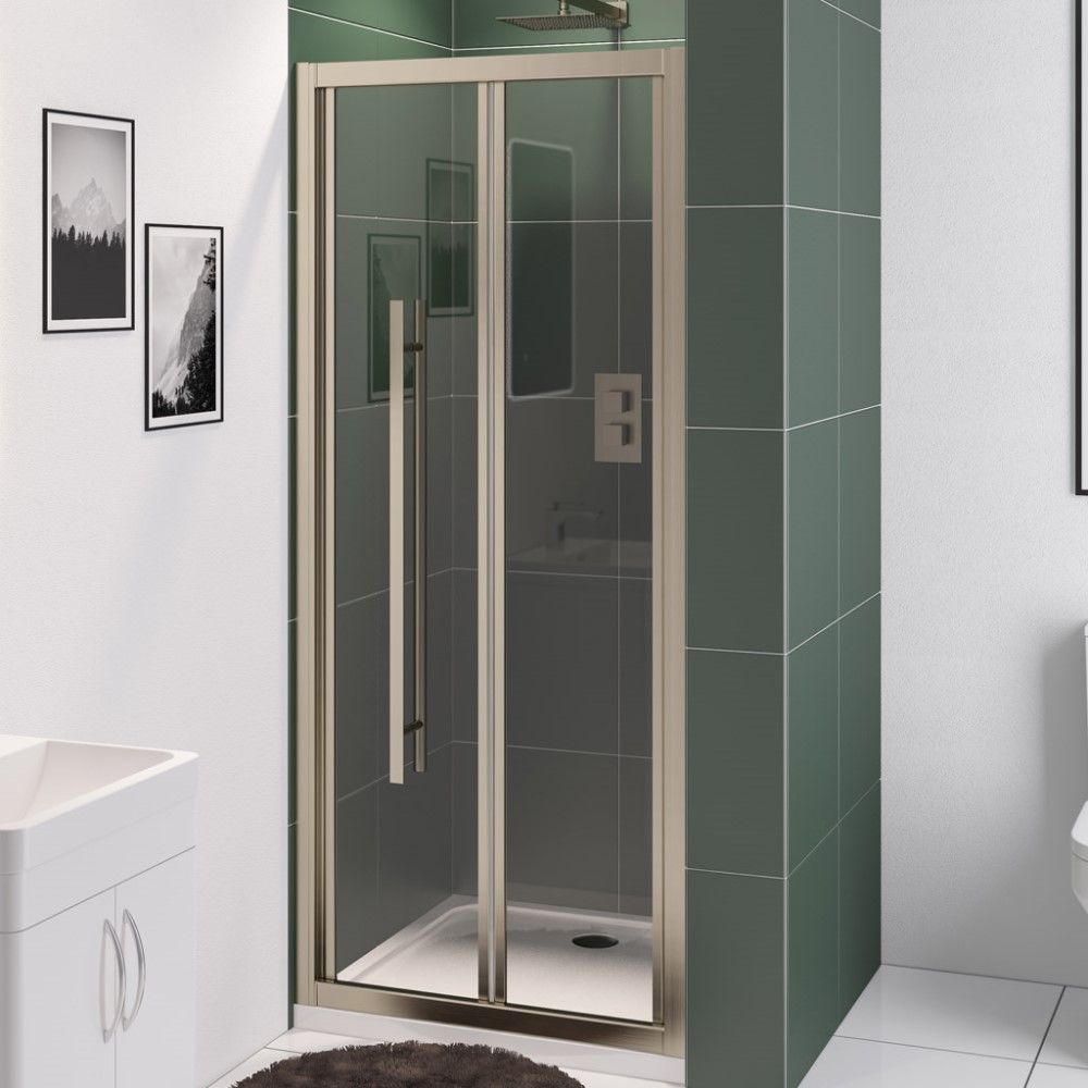 Eastbrook Vantage 2000 Bi - Fold Shower Door 700mm - Brushed Brass - 49.5019 - TAP 'N' SHOWER