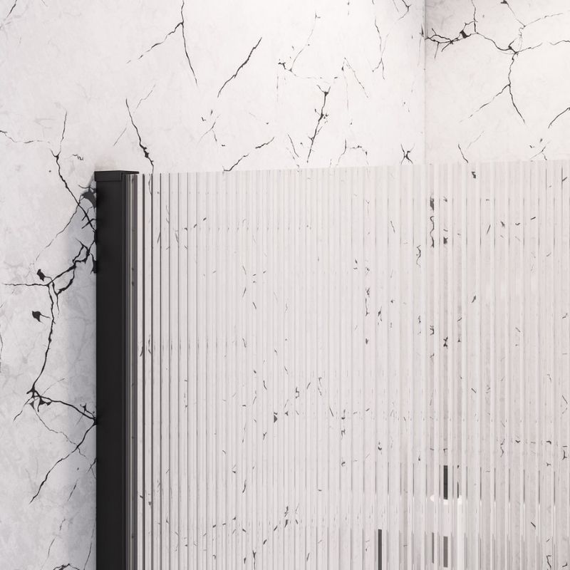 Eastbrook Vantage 2000 Fluted Walk - In Wetroom Shower Screen 1400mm - Matt Black - 49.2033 - TAP 'N' SHOWER