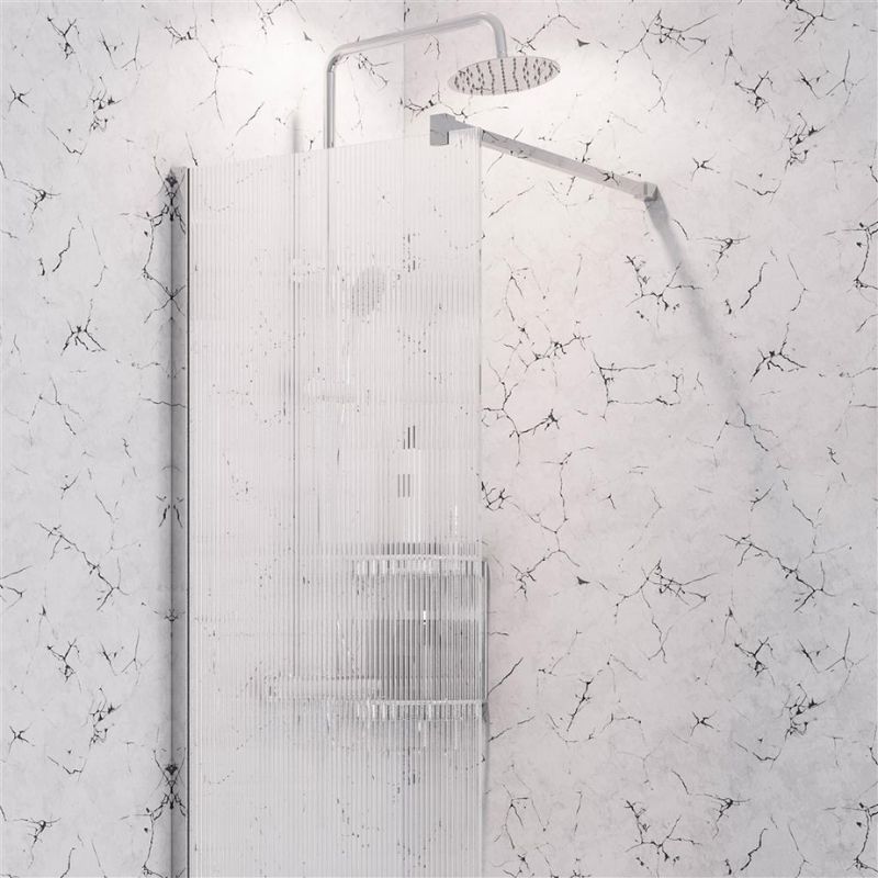Eastbrook Vantage 2000 Fluted Glass Walk - In Wetroom Shower Screen 800mm - Chrome - 49.5107 - TAP 'N' SHOWER