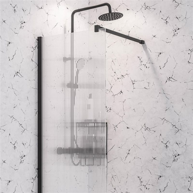 Eastbrook Vantage 2000 Fluted Glass Walk - In Wetroom Shower Screen 900mm - Chrome - 49.5112 - TAP 'N' SHOWER
