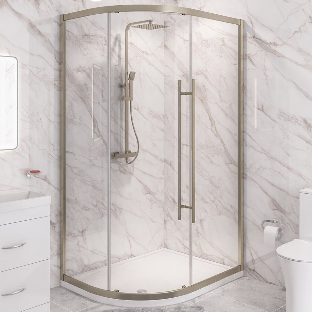 Eastbrook Vantage 2000 Offset Quadrant Shower Enclosure 1000mm x 800mm - Brushed Brass - 49.5032 - TAP 'N' SHOWER