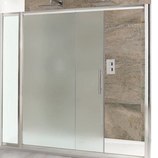 Eastbrook Volente Shower Enclosure Sliding Door Frosted Glass 1300mm - Polished Silver Frame - 58017 - TAP 'N' SHOWER
