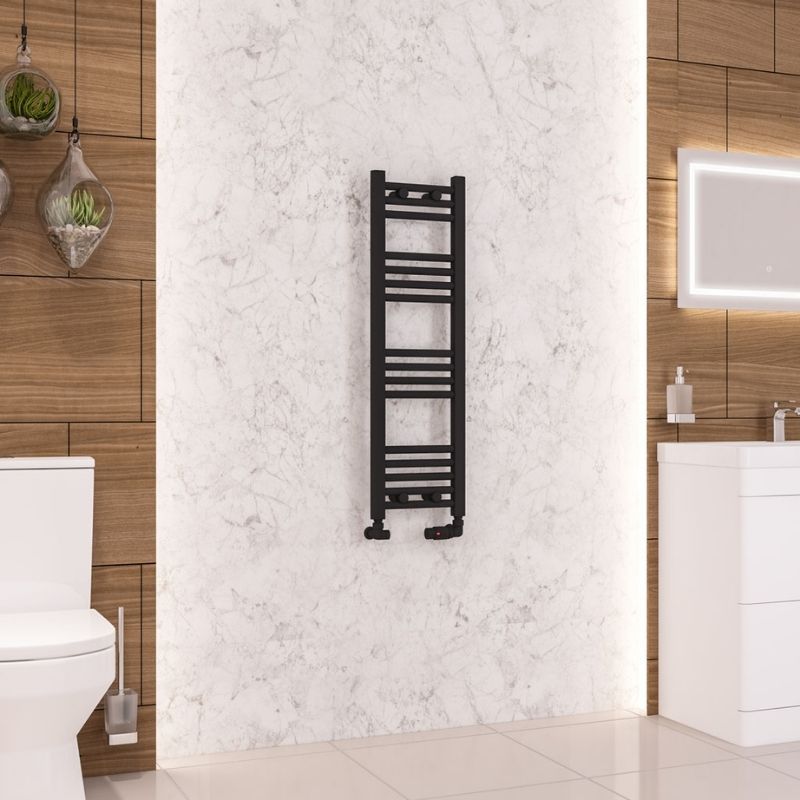 Eastbrook Wendover Straight Ladder Radiator 1000mm x 300mm - Matt Black - 41.0673 - TAP 'N' SHOWER