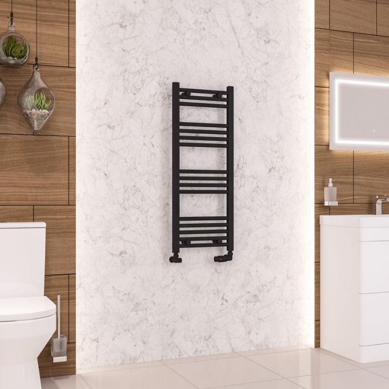 Eastbrook Wendover Straight Ladder Radiator 1000mm x 400mm - Matt Black - 41.0674 - TAP 'N' SHOWER