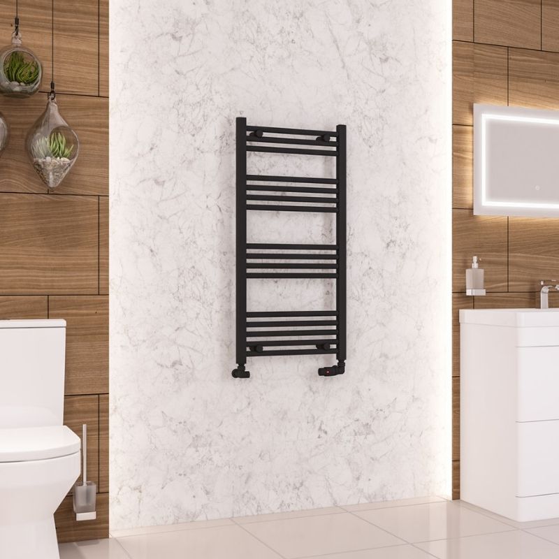 Eastbrook Wendover Straight Ladder Radiator 1000mm x 500mm - Matt Black - 41.0675 - TAP 'N' SHOWER