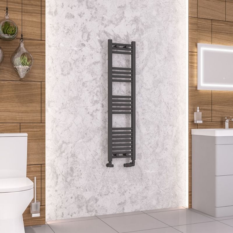 Eastbrook Wendover Straight Ladder Radiator 1200mm x 300mm - Matt Anthracite - 41.0645 - TAP 'N' SHOWER