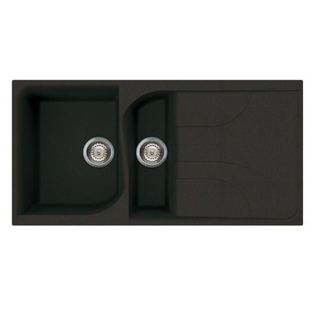 Reginox Elleci 1.5 Bowl Granite Kitchen Sink - Metaltek Black - EGO 475 B - TAP 'N' SHOWER
