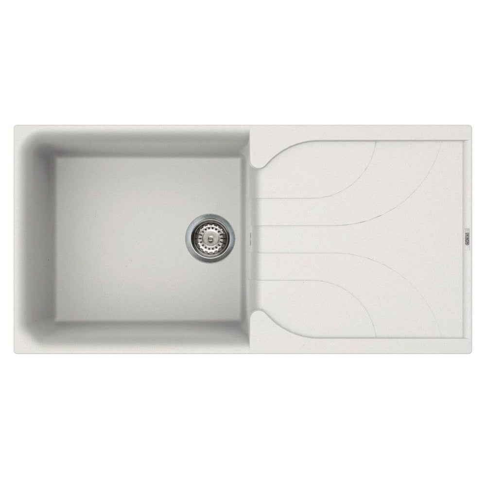 Reginox EGO Elleci Granite 1 Bowl Reversible Granitek Kitchen Sink - White - EGO 480 W - TAP 'N' SHOWER