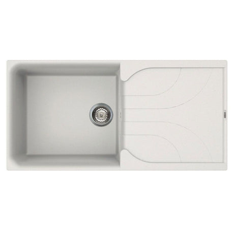 Reginox EGO Elleci Granite 1 Bowl Reversible Granitek Kitchen Sink - White - EGO 480 W - TAP 'N' SHOWER
