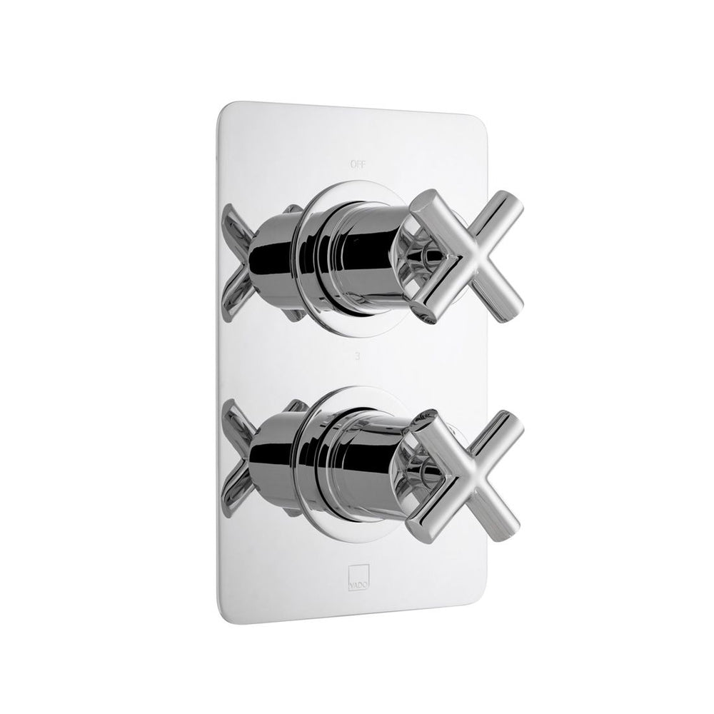 Vado Dx Elements 3 Outlet Thermostatic Shower Valve with Cross Handles - Polished Chrome - ELE - 148D/3/SQ - CP - TAP 'N' SHOWER