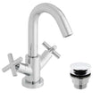 Vado Elements chrome basin mixer tap deck mounted with universal waste and honeycomb flow regulator