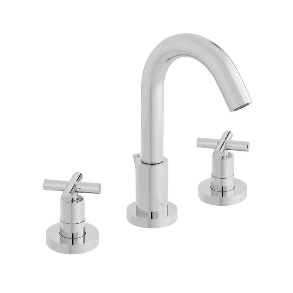Vado Elements chrome 3 hole basin mixer with pop-up waste and honeycomb flow regulator